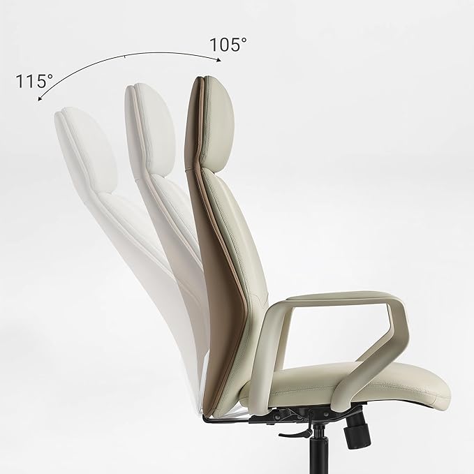 EUREKA ERGONOMIC Aric Executive Office Chair, High Back Computer Desk Chair with Lumbar Support, Premium PU Leather, Ergonomic Armrests, Height Adjustable Swivel Base (Beige)
