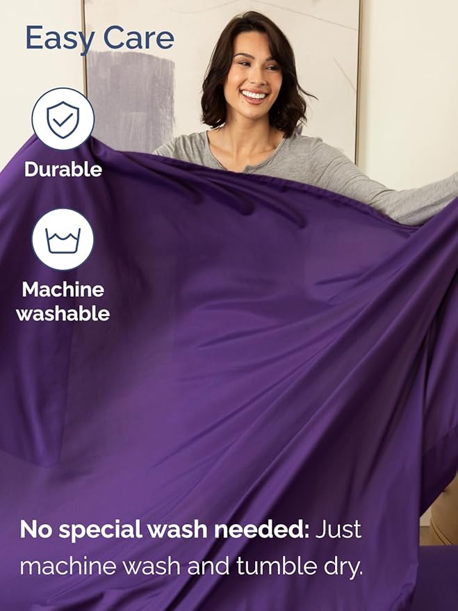 Extra Deep Pocket Full Sheets - 4 Piece Breathable & Cooling Bed Sheets - Hotel Luxury Bed Sheet Set - Soft, Wrinkle Free & Comfy - Easily Fits Extra Deep Mattresses - Deep Pocket Purple Sheets Set