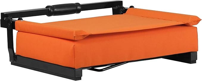 Flash Furniture Grandstand Portable Stadium Seat for Bleachers or Benches, Folding Padded Stadium Chair with Carrying Handle, 500 lb. Weight Capacity, Orange