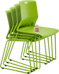 Green Stacking Chairs Set of 4, Modern Stackable Office Chairs with Wide Plastic Seat & Metal Sled Base for Waiting Room Break Room Conference Church Banquet Lobby