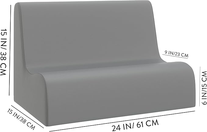 Children's Factory Small Contour Sofa, Mix-and-Match Kids Chairs, Sofas, Corner Ottomans and Cubes, Foam-Filled and Water-Resistant, Flexible Seating for Classroom Elementary, Sage Kids Couch