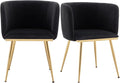 Canxkun Velvet Dining Chairs Set of 2, Barrel Dining Chairs with Gold Metal Legs, Modern Upholstered Dining Room Chair for Dining Room, Kitchen, Vanity (Black)