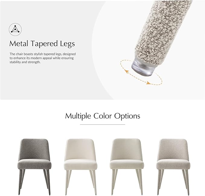 HULALA HOME Modern Dining Chairs Set of 2，Taupe Fully Chenille Upholstered Dining Room Chairs Set with Foot Peg, Solid Wood Frame, Armless Kitchen Accent Chairs for Living Room Bedroom Reception