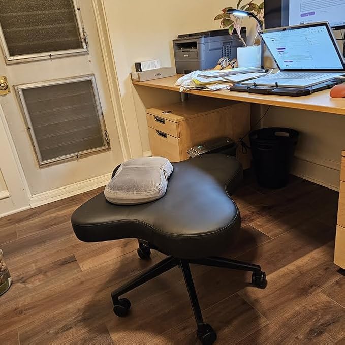 Ergonomic Cross-Legged kneeing Chair, 360° Swivel Meditation Seat for Office Home, Height Adjustable Posture Corrective Seat with Wheels, Criss Cross Yoga Chair for Reducing Back Pain (Black)