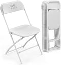 6 Pack White Plastic Folding Chair, Indoor Outdoor Portable Stackable Commercial Seat with Steel Frame 350lb. Capacity for Events Office Wedding Party Picnic Kitchen Dining