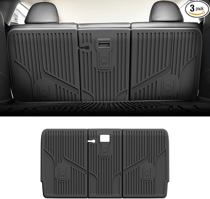 LASFIT Premium Extra Thick Rear Seat Back Covers for Tesla Model Y 2025/2024/2023/2022/2021/2020 | TPE Custom Fit Waterproof Model Y Accessories 5/7 Seater Second Row Back Seat Protector Mat Liner
