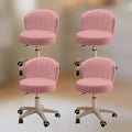 HDHNBA Small Desk Chair Round Rolling Chair with Back PU Leather Height Adjustable Swivel Vanity Work Computer Stool Chair for Home Office Bedroom, Set of 4