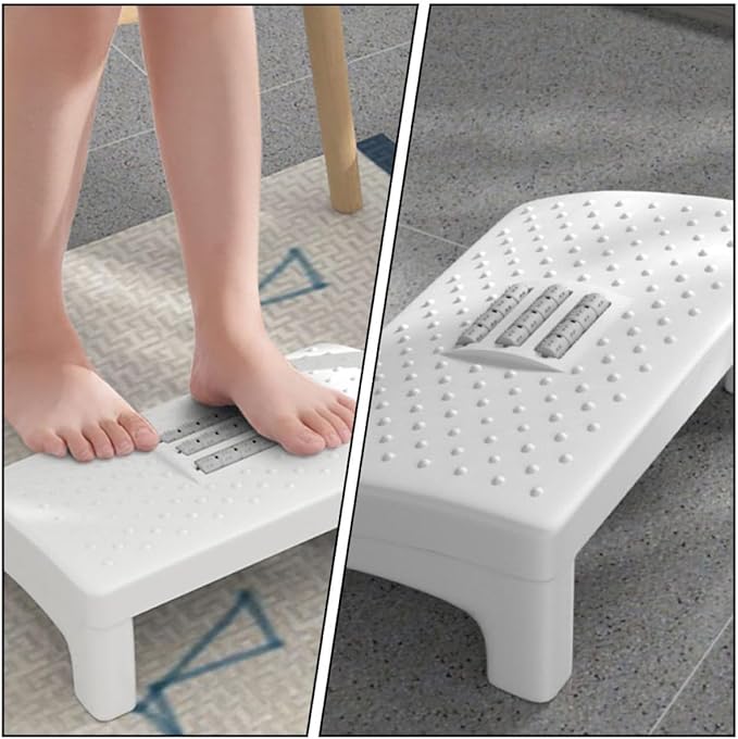 COHEALI Ergonomic Office Footstool White Plastic Foot Rest for Under Desk Use Compact Massage Footrest for Back and Neck Relief Household Foot Support for Adults