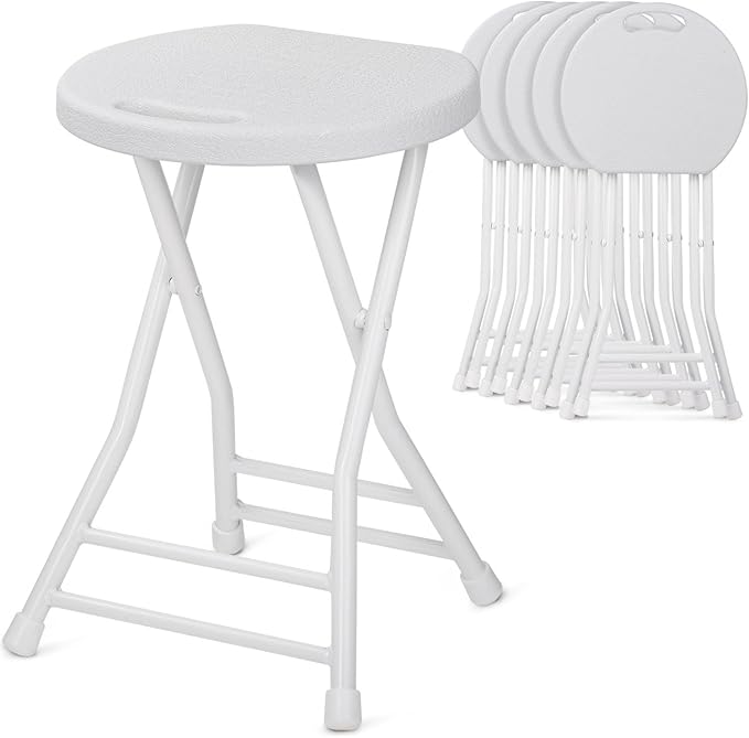 Folding Chairs 6 Pack, Heavy-Duty Plastic Foldable Chairs with Sturdy Metal Frame, 350 lbs Capacity, Fashion Stackable Portable for Weddings, Parties, Office, Indoor, Outdoor Events, White