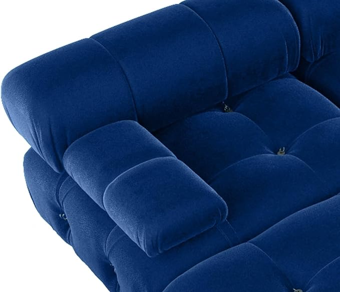 JACH 138" Modular Sectional Couches, U Shaped Minimalist Velvet Sofas, Convertible Sectional Sofa, Modern Comfy Couch with Chaise Ottomans for Living Room Apartment, (Blue)