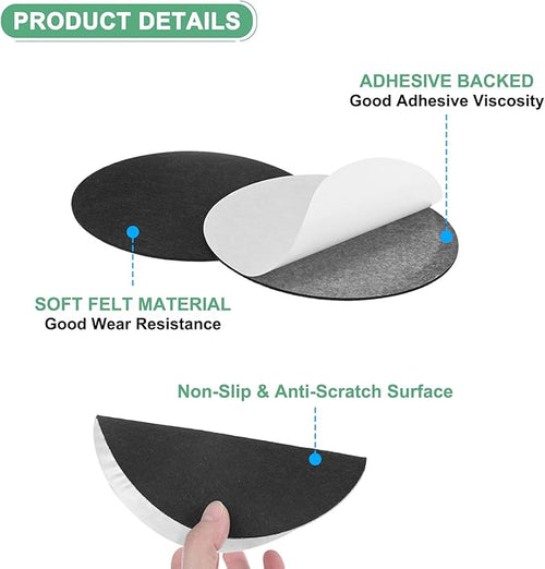 20-Pack Lamp Base Felt, 6 Inch Dia. 2mm Thick Self Adhesive Round Fabric Felt Pads for Lamp/Furniture/DIY, Non-Slip Fiber Backed Patch Circles with Adhesive Backing [Black]