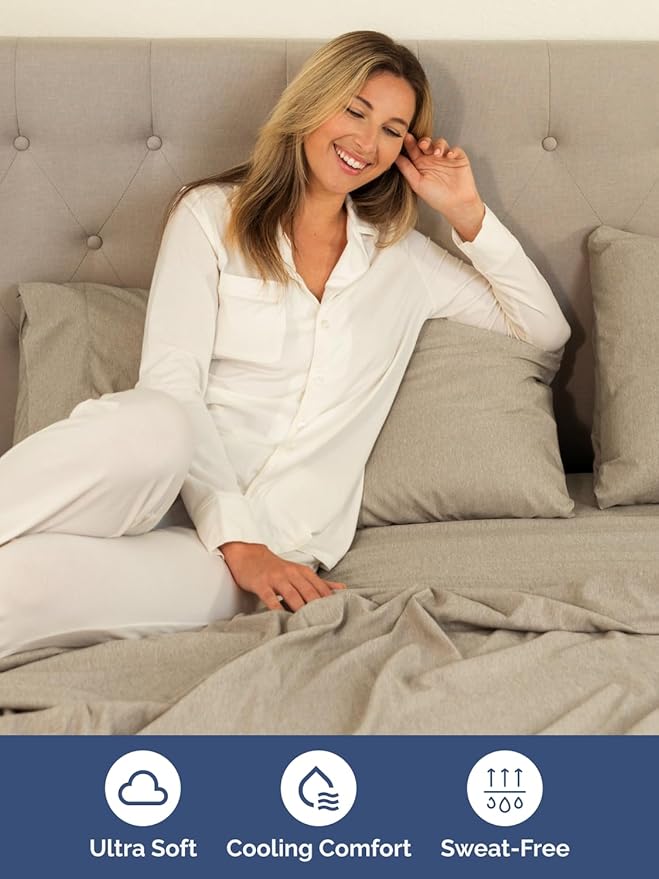 Extra Deep Pocket King Sheets - 4 Piece Breathable & Cooling Bed Sheets - Hotel Luxury Bed Sheet Set - Soft, Wrinkle Free & Comfy - Easily Fits Extra Deep Mattresses - Heathered Beige Sheets Set