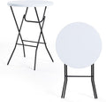 Winlice 32'' Round Folding Table, HDPE Portable Bar Height Table with Removable Legs for Indoor Outdoor Wedding Event, Gathering, Parties, Commercial Events, White