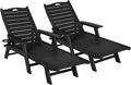 nalone Chaise Lounge Set of 2 Outdoor with 5-Position Adjustable Backrest, HDPE Lounge Chair for Outside Supports Up to 400 LBS, Pool Lounge Chairs for Patio Poolside Deck Beach Backyard (Black)