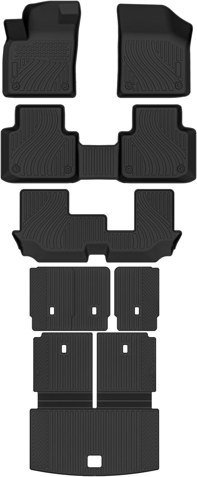 All Weather Floor Mats for 2018-2026 Volkswagen Atlas 7 Seats with 2nd Row Bench Seat Floor Mats &Trunk mat with Backrest mats & 2nd Backrest mats for Volkswagen Atlas Accessories Floor Liner