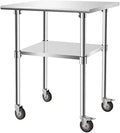 Stainless Steel Table - Metal Table Cart - Commercial Workbench with Caster Wheel - NSF Certified - for Restaurant, Warehouse, Home, Kitchen, Garage,36''x30''