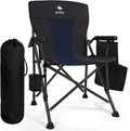 XL Premium Camping Chair - 400lb Capacity, Oversized 23.7" Wide Seat, Heavy Duty 600D Oxford Fabric, Padded Camping Chair Portable for Outdoor, Beach, Tailgate Parties Black/Blue