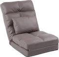 Indoor Chaise Lounge Sofa, Floor Chair with Back Support for Adults, 14 Angle Adjustment Recliner Chair, Folding Floor Lounger with Pillow 8823(Brown-1)