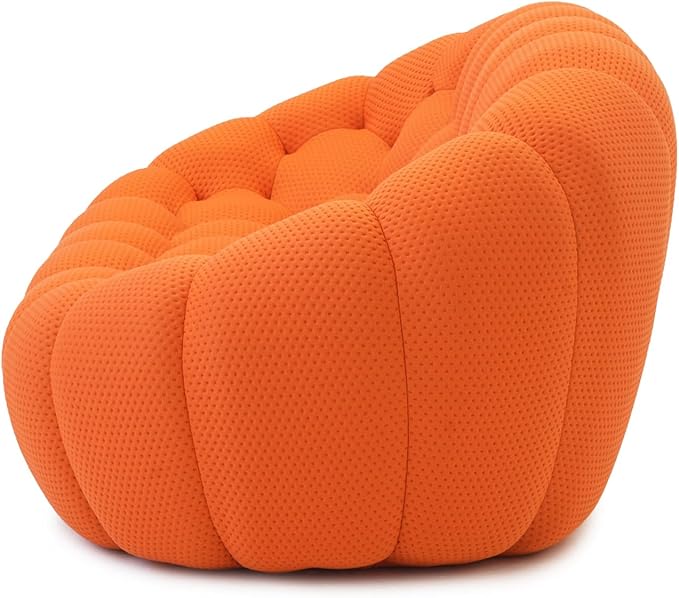 JACH Oversized Bubble Couch Chair, 49.21'' Modern Lazy Floor Sofa, Upholstered Mesh Fabric Bubble Sofa, 3D Honeycomb Shape Curved Couch for Living Room, Office, Apartment, Small Space (Orange)