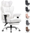 COMHOMA Desk Office Chair 400LBS Big and Tall Office Chairs Ergonomic Gaming Chairs with Wide Seat Leather High Back Chair with Foot Rest Adjustable Armrests Pocket Spring Lumbar Support