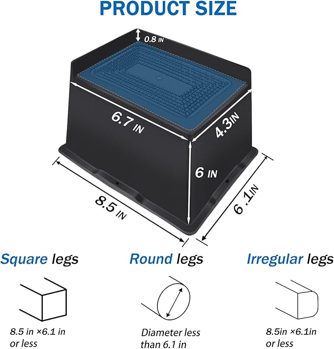 ANNKUT Bed Risers 6 Inch Heavy Duty,Oversized Couch Risers, Extra Wide Furniture Risers for Sofa Table Desk Headboard Chair Lifting,Rectangle Risering Blocks Support 6000 lbs(6 Pack Black)