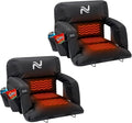 NAIZEA Wide Heated Stadium Seat for Bleachers w/Back Support & Cushion, Portable Bleacher Seats Foldable Stadium Chair with Armrests for Sports Events, Outdoor, Camping, Hiking-No Power Bank