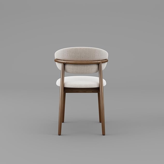 Set of 2 Solid Ash Wood Dining Chairs, Upgraded Reinforced Zero-Wobble Frame, Mid-Century Modern Side Chairs with Ergonomic Curved Backrest & Adjustable Floor Protectors (K-Walnut, Set of 2)