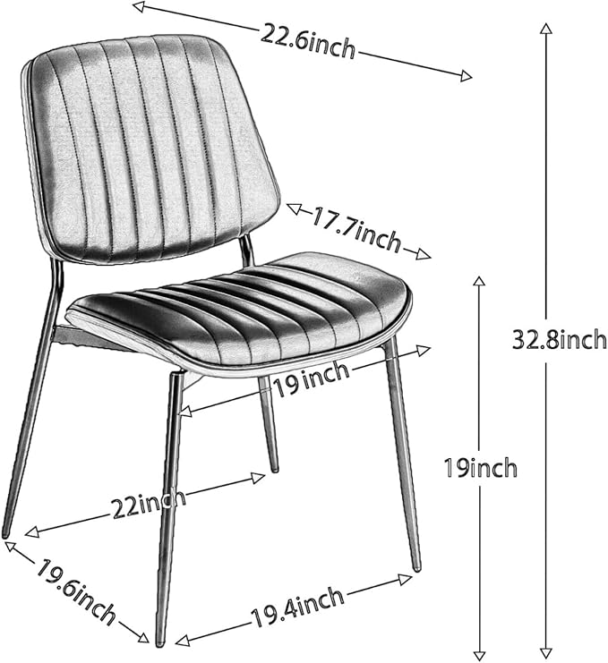 YaFiti Dining Chairs Set of 4, Mid Century Modern Accent Dining Room and Kitchen Chairs, Upholstered PU Leather Vertical Stripe Chairs for Vanity with Walnut Bentwood and Metal Legs, Beige