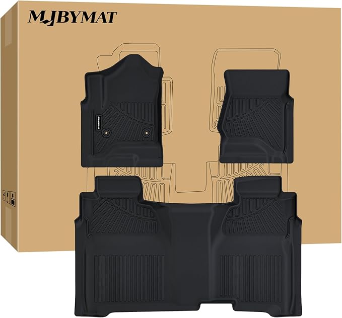Floor Mats for 2014-2018 Chevy Chevrolet Silverado/GMC Sierra 1500 Crew Cab,2015-2019 Silverado/Sierra 2500HD 3500HD Crew Cab,TPE All Weather Protection Car Floor Liners Accessories