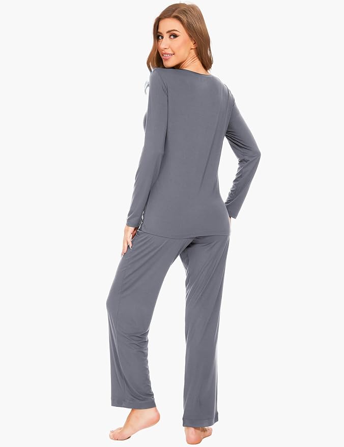 GYS Viscose from Bamboo Women's Pajama Sets Super Soft Long Sleeve Sleepwear Comfy Winter Pjs Sets S-4X