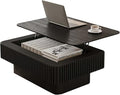 FGXJY Lift Top Coffee Table with Storage, Solid Wood Coffee Table with Adjustable Height, Fluted Center Table Accent Tea Table for Living Room, Apartment, Office (38.6" Black)