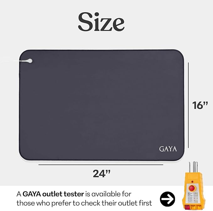 Grounding Mat for Feet, Sleep Improvement, Back Pain Relief, Muscle Relaxation & Stress, Earthing Pads for Bed, Ground for Desk, Earth Mats, Bedding Pad (24''X16'')