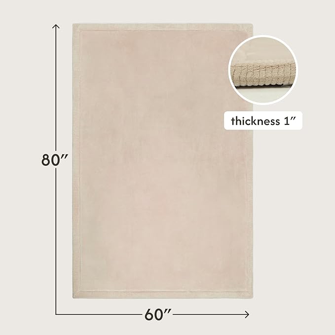 Hakuna Matte CloudSoft Baby Play Mat for Floor 60" x 80" Beige – Coral Velvet Memory Foam Rug for Crawling & Cozy Play – Non-Slip, Water-Resistant, Easy-CareTummy Time Mat, Playmat for Playpen