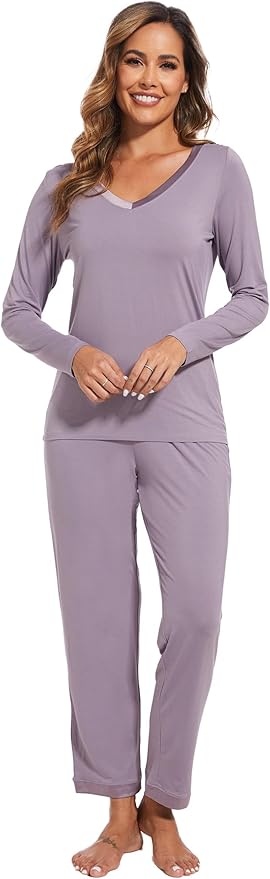GYS Viscose from Bamboo Women's Pajama Sets Super Soft Long Sleeve Sleepwear Comfy Winter Pjs Sets S-4X