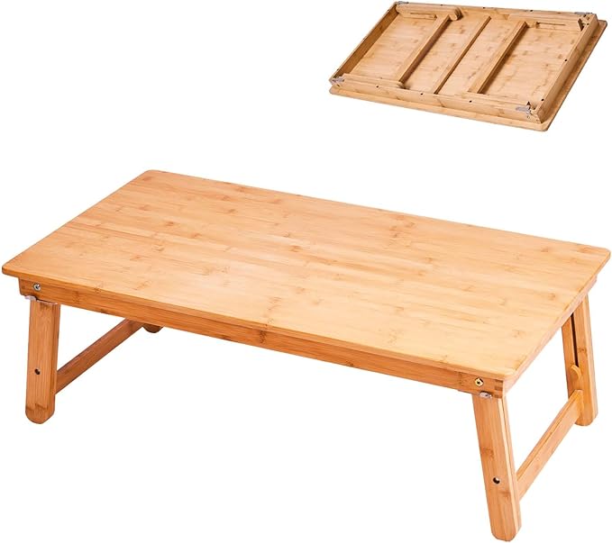 Bamboo Coffee Table Foldable,Low Floor Dining Table Collapsible Oriental Folding Table for Living Room Small Spaces Picnic Table Ground Portable Table,Floor Desk for Adults,33.5Lx17.7Wx15.7H