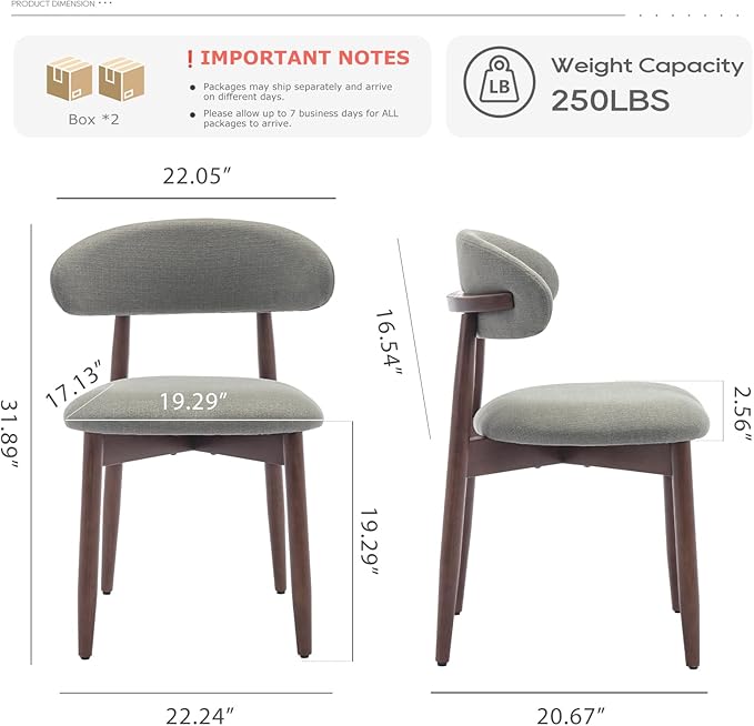 COLAMY Wooden Dining Chairs Set of 4, Modern Fabric Upholstered Dining Room Chair, Farmhouse Kitchen Chairs with Foot Pegs, Green