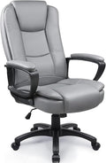 OFIKA Home Office Chair, 400LBS Big and Tall Chair Heavy Duty Design, Ergonomic High Back Cushion Lumbar Back Support, Computer Desk Chair, Adjustable Executive Leather Chair with Armrest (Grey)