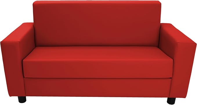 Factory Direct Partners SoftScape Inspired Playtime Classic Reading Sofa, Children's Commercial-Grade Upholstered Furniture for Home, Daycare, Preschool, Library; Comfy Modern Design - Red, 14473-RD