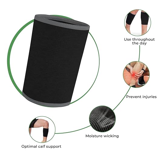 NeoTech Care Calf Compression Sleeve for Calves Support or Shin Splint (Black Color, Size L, 1 Unit)