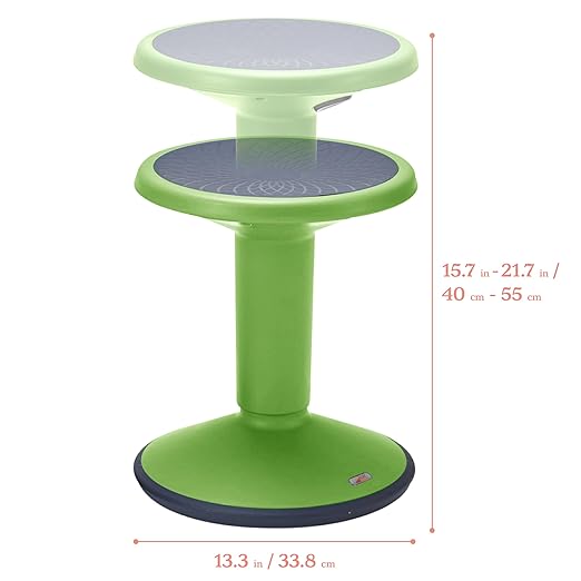 ECR4Kids SitWell Wobble Stool, Adjustable Height, Active Seating, Grassy Green