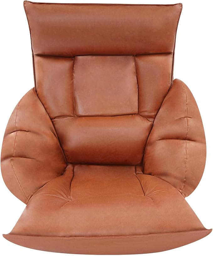 Foldable Floor Lazy Sofa, Adjustable Lazy Sofa Floor Chair with 5-Position Headrest, Ergonomic Foldable Floor Seating with Armrests and Lumbar Support, for Living Room, Bedroom, Office (Coffee)
