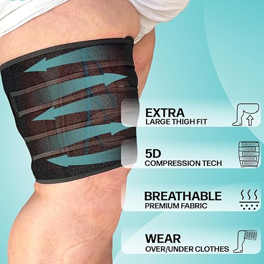Beltwell® Adjustable Thigh Compression Wrap for Swollen Legs, Lymphedema, Varicose Veins, Lipedema, Edema, Circulation, Heaviness, Post-Surgery & Blood Clots – Muscle Recovery, Pain Relief, Circulation & Mobility – Support for Men & Women
