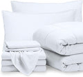 Bare Home Bed-in-A-Bag 8 Piece Comforter & Sheet Set - Split King - Goose Down Alternative - Ultra-Soft 1800 Premium - Bed Set (Split King, White/White)