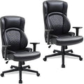 CLATINA Big & Tall Executive Managerial Chair, Heavy Duty Ergonomic Leather Office Desk Chair, High Back Computer Task Chair with 3D Adjustable Arms and Lumbar Support for Home Office, Black, 2 Pack