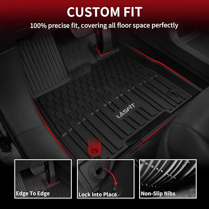 LASFIT Floor Mats&Trunk Mats for Toyota Sienna 7 Seats 2021-2025 2026 (not fit 25 26 Platinum) All Weather TPE Custom Fit Floor Liner for Sienna XLE/XSE/Limited/Edition 7 Passenger (w/o Spare tire)