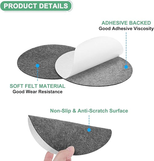 20-Pack Lamp Base Felt, 6 Inch Dia. 2mm Thick Self Adhesive Round Fabric Felt Pads for Lamp/Furniture/DIY, Non-Slip Fiber Backed Patch Circles with Adhesive Backing [Grey]