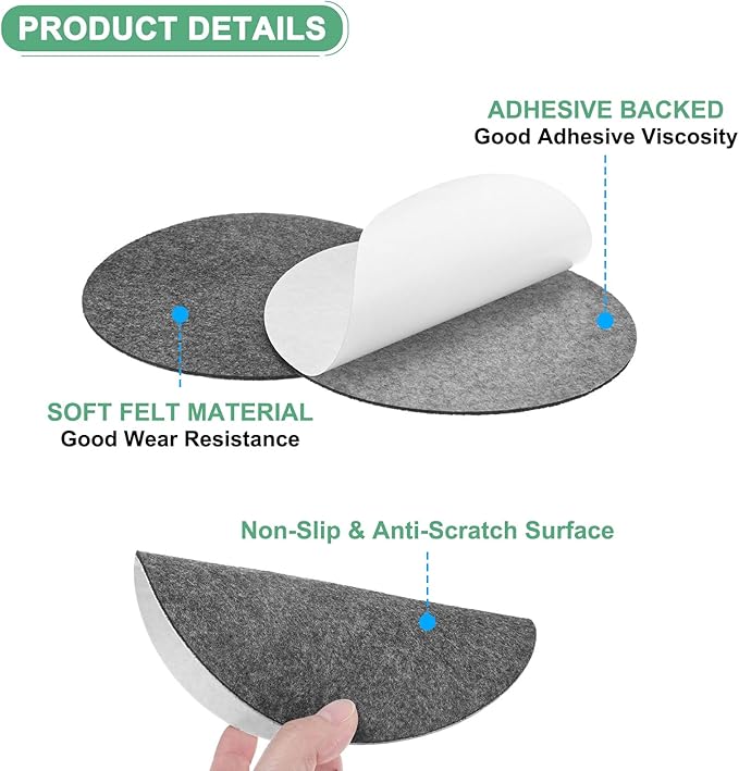 30-Pack Lamp Base Felt, 6 Inch Dia. 2mm Thick Self Adhesive Round Fabric Felt Pads for Lamp/Furniture/DIY, Non-Slip Fiber Backed Patch Circles with Adhesive Backing [Grey]
