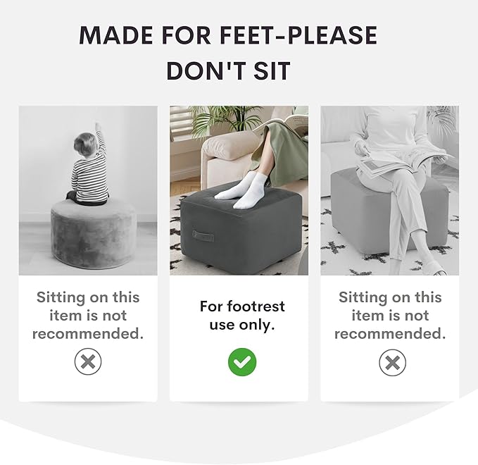 MeMoreCool Stuffed Pouf Ottoman Foot Rest Square, Corduroy Floor Pouf Foot Stool with Foam Chunk Filling, Soft Stuffed Ottoman Footrest for Living Room, Coffee