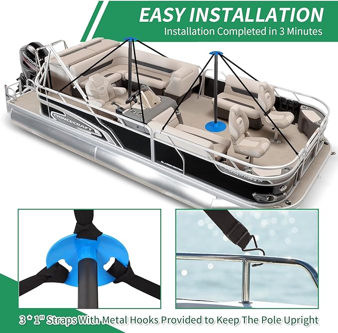 Nukugula Windproof Boat Cover Support Pole System 1 Pcs with 8 Adjustable Heights Telescoping Steel Furniture Cover Support Poles 18"-57" with Straps Storage Bag