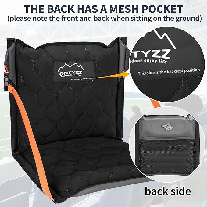 ONTYZZ Stadium Seats with Back Support Inflatable Portable Folding Comfort Seat Waterproof Cushion with Backrest for Sports Events Stadium and Camping